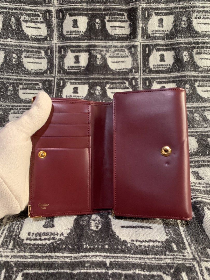 Cartier burgundy leather wallet hot sale