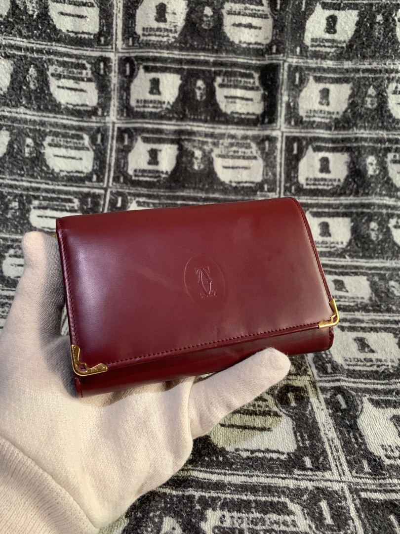 Vintage Cartier Burgundy Leather Wallet Luxury Bags Wallets on Carousell