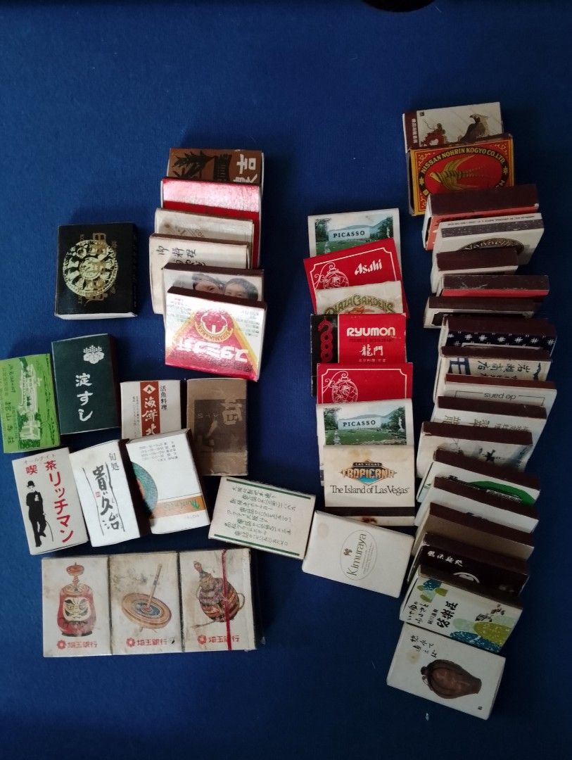 Vintage Match Boxes with Sticks For Collection (Category: Vintage Collectibles) located in Binangonan. Submitted by stufflikedat (Listing ID 1326059929, Image 2). Description: Lot of 45 pieces of mostly Japanese match boxes with matchsticks made of wood, some are still unused and some are for collection only since match heads have started pulverizing but match box strikers are still usable, take all for 600 + shipping.