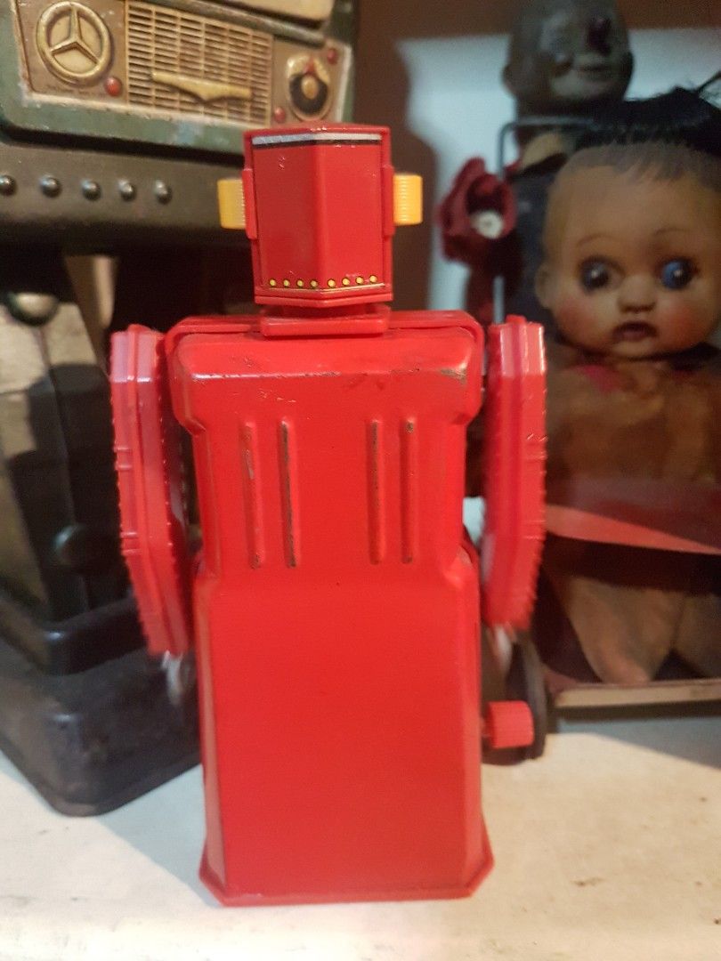 1997 JAPAN TIN TOY ROBOT WIND-UP MACHINE MAN GANG OF FIVE WORKING ...