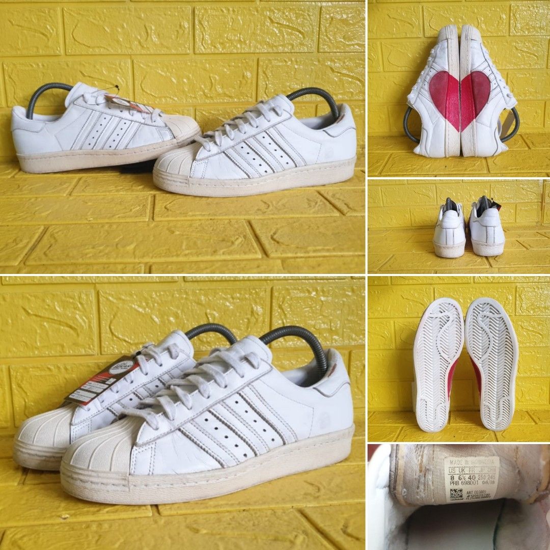 ADIDAS SUPERSTAR 80S HALF HEART Size 40 25 cm SECOND ORIGINAL Fesyen Wanita Sepatu di Carousell