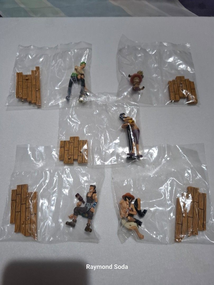 Bandai One Piece figures (Category: Figurines & Statues) located in Las Pinas. Submitted by All.here_OnlineShop (Listing ID 1326222248, Image 1). Description: Bandai One Piece connecting figures from Japan. 5 pcs sealed in plastic. Incomplete missing 3 figures (Luffy, Nami and Sanji). Good for display. 800 only. Shipping via LBC or JRS (Provincial) Lalamove (same day delivery within Metro Manila). Items are coming from Las piñas. *items are consi