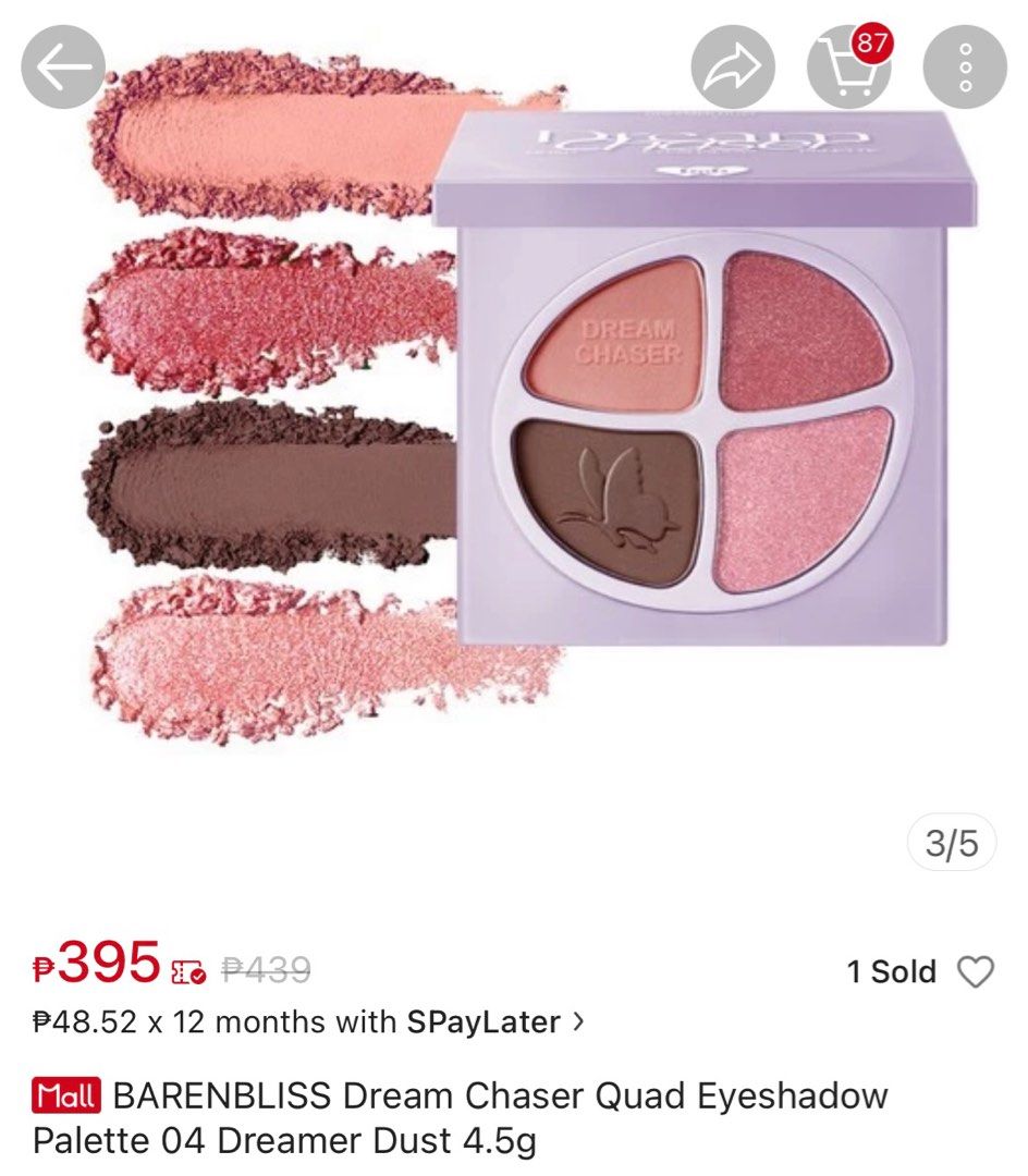 Barenbliss Eyeshadow Palette & DiamAnpu Highlighter Bundle (Category: Makeup) located in Makati City. Submitted by lovesomeph (Listing ID 1326238088, Image 2). Description: ~take both (barenbliss eyeshadow palette & highlighter) for ₱300 only. ~barenbliss: only used twice. Highlighter is good as new (just swatched) ~rfs: too many makeup ~msg for more info Barenbliss exp 2026 Highlighter: opened only last month .