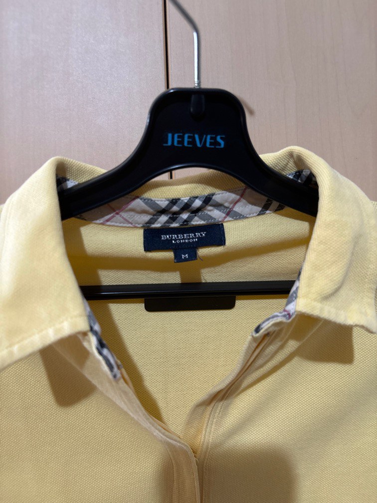 Burberry Women pastel yellow Polo shirt with three quarter sleeves Women s Fashion Tops Other Tops on Carousell