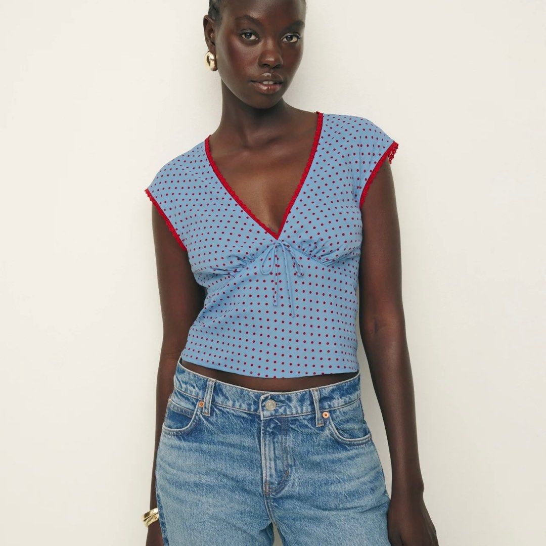 Reformation Cherry Top Summertime Dot 0 Women s Fashion Tops Sleeveless on Carousell