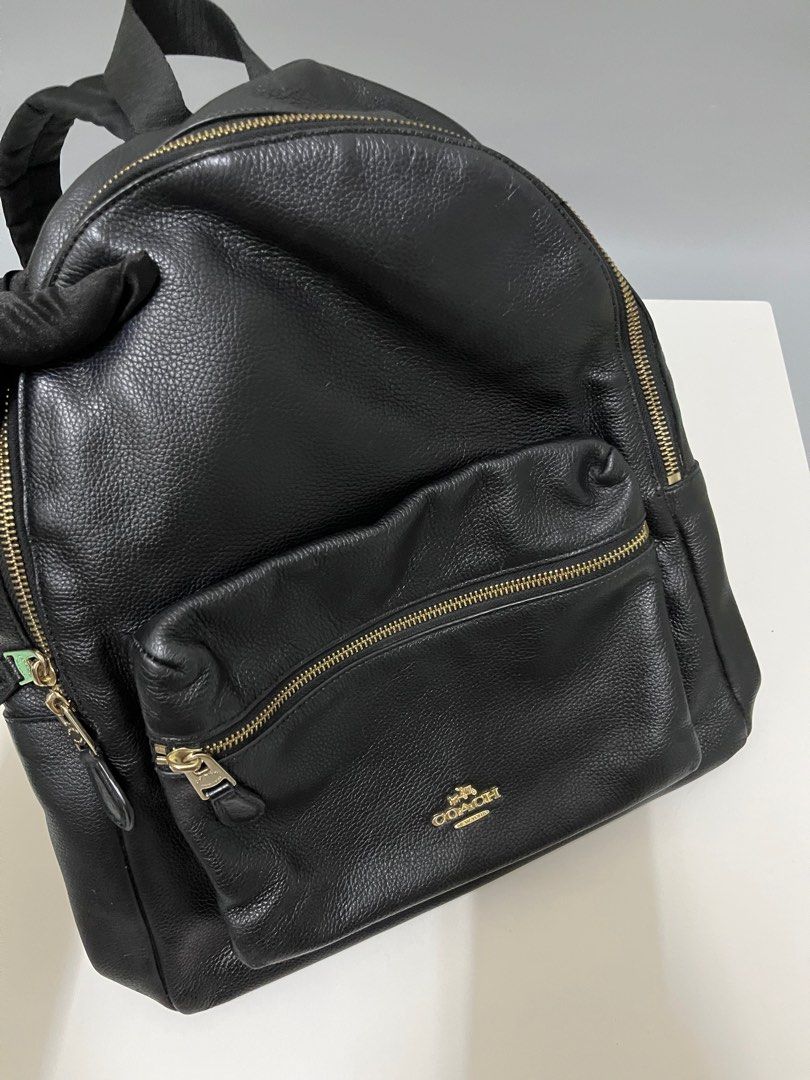 Coach CHARLIE BACKPACK IN PEBBLE LEATHER COACH F38288 Black