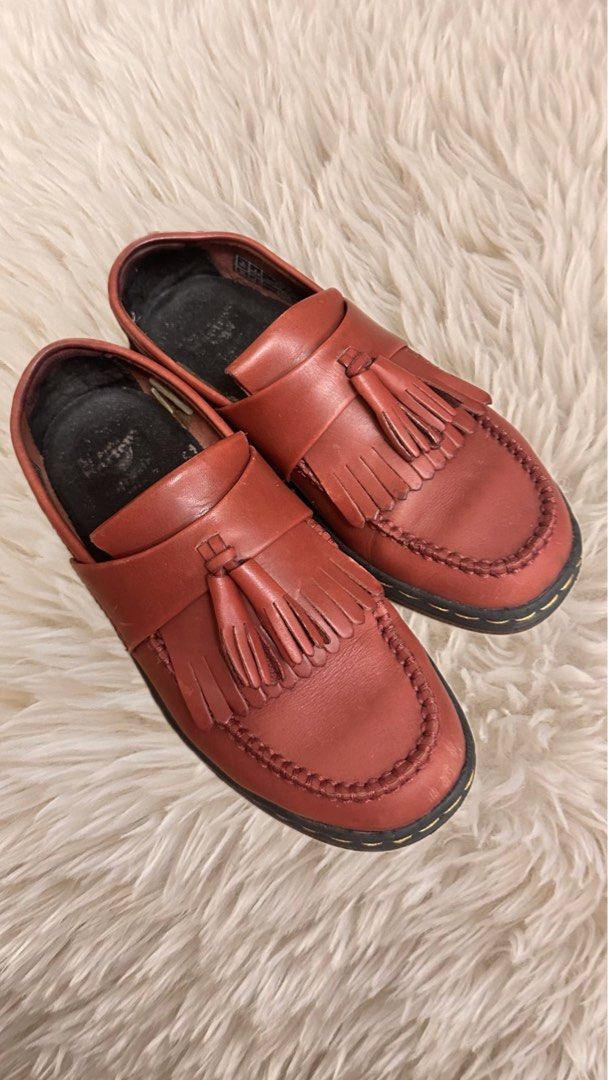 Dr Martens Edison Kiltie Loafers in Cherry Red