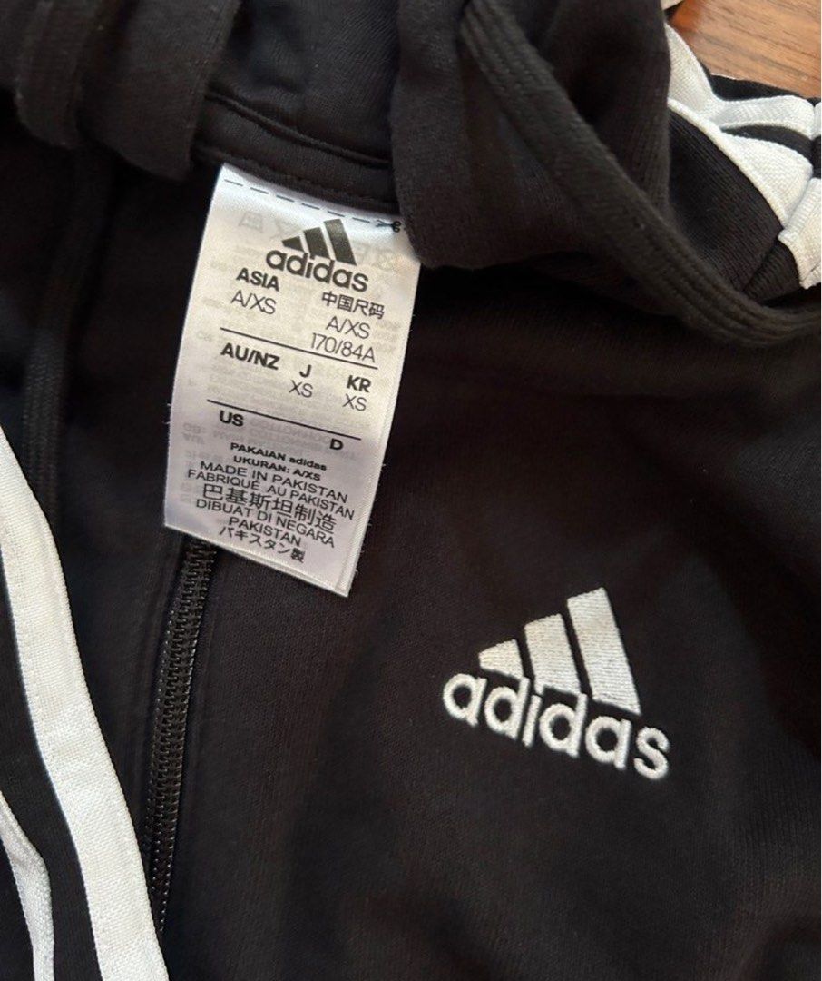 Essentials 3 stripes French terry adidas hoodie XS Women s Fashion Coats Jackets and Outerwear on Carousell