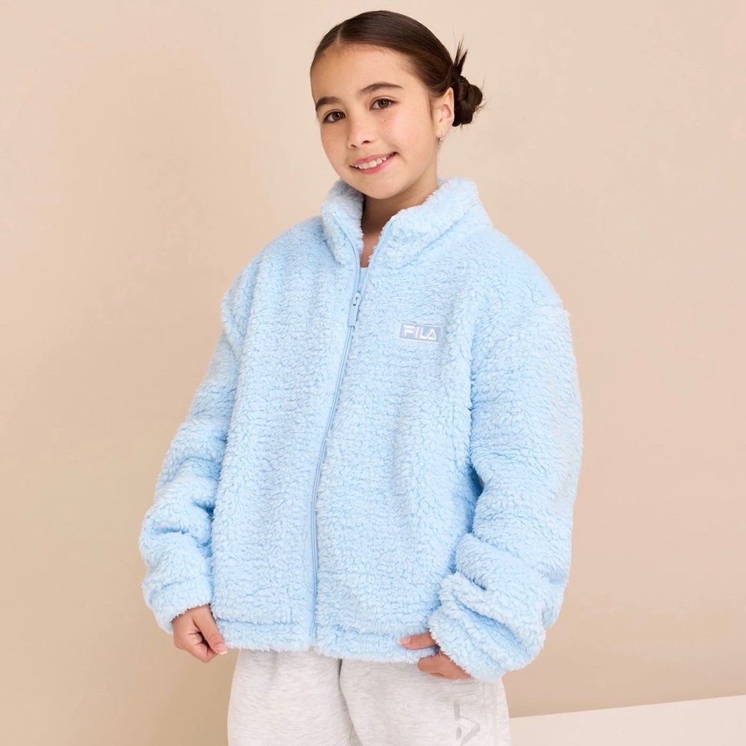 FILA Light Blue Miya Teddy Jacket Babies Kids Babies Kids Fashion on Carousell