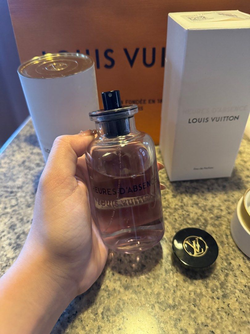 Guaranteed authentic LV Louis Vuitton Heures D’Absence perfume 100ml (Category: Fragrance & Deodorants) located in Naga. Submitted by akimadison.ph (Listing ID 1326280943, Image 2). Description: Guaranteed authentic lv perfume 100ml Super steal! Comes complete with box and paperbag Store price 21k.