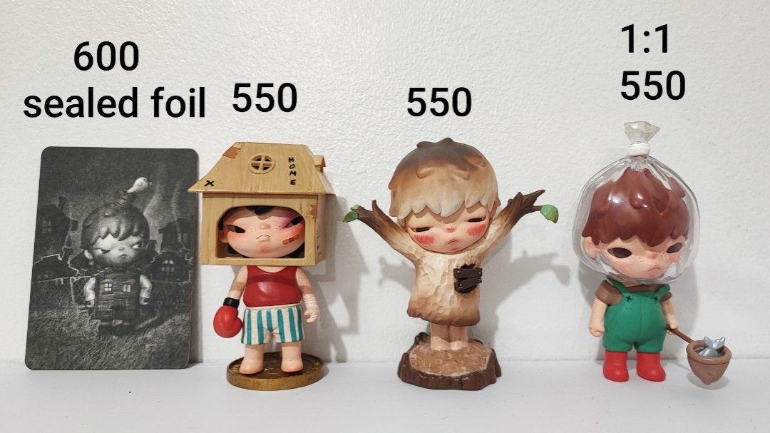Hirono Cabin (Category: Designer & Blind Box Toys) located in Quezon City. Submitted by ramearc (Listing ID 1323162625, Image 1). Description: Cabin 500 sealed foil Woodcarving 500 Being Alive - SOLD Loose Fish - SOLD.