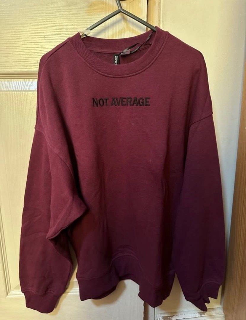 H M burgundy oversized sweater with ribbon Women s Fashion Tops Longsleeves on Carousell