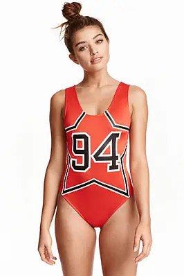 H M red orange one piece swimsuit Women s Fashion Swimwear Bikinis Swimsuits on Carousell