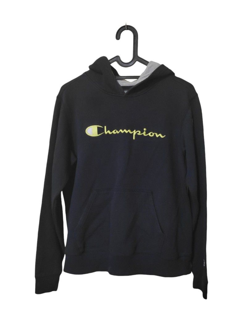 Hoodie Champion Navy Big Script bordir Fesyen Pria Pakaian Baju Luaran di Carousell