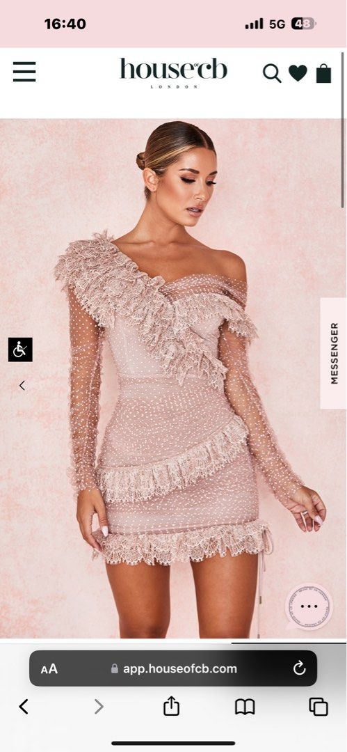 House of CB SORREL BLUSH LACE FRILL MINI DRESS