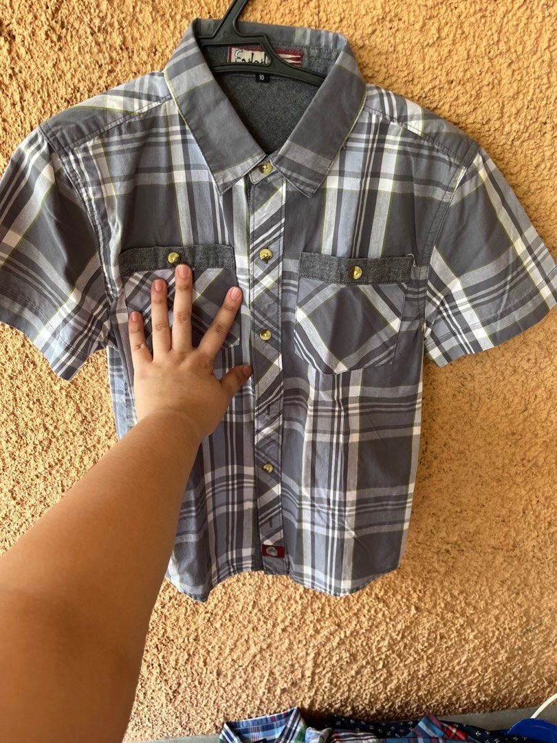 Kids Polo (Gray) size 10 (Category: Babies & Kids Fashion) located in Bulacan. Submitted by declutterwitharia (Listing ID 1326171832, Image 1). Description: when laid flat - width 17 inches then length is 24 inches ☺️.