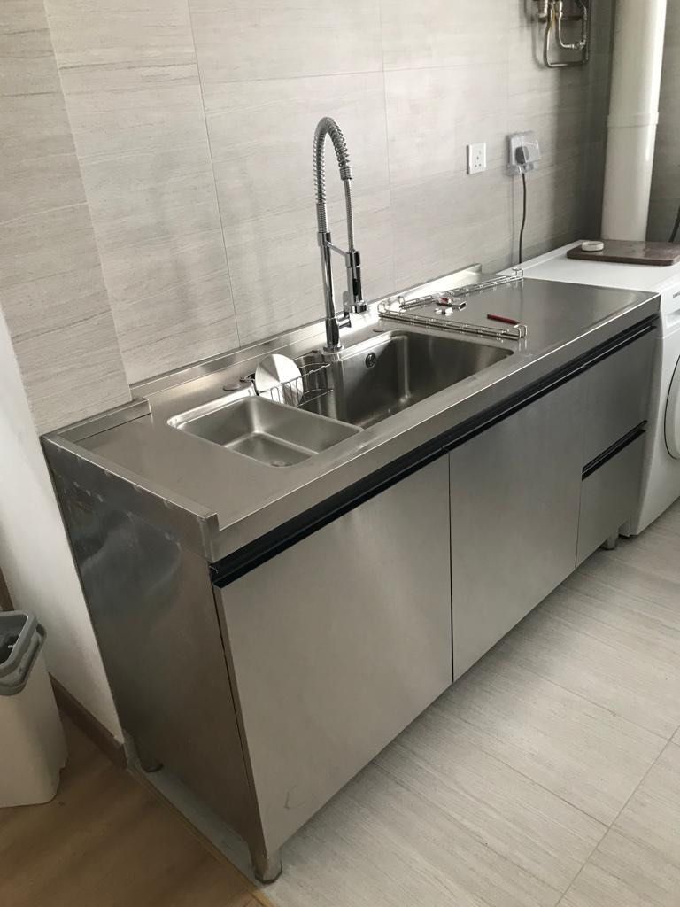 Kitchen stainless steel 4 door wth sink, Furniture & Home