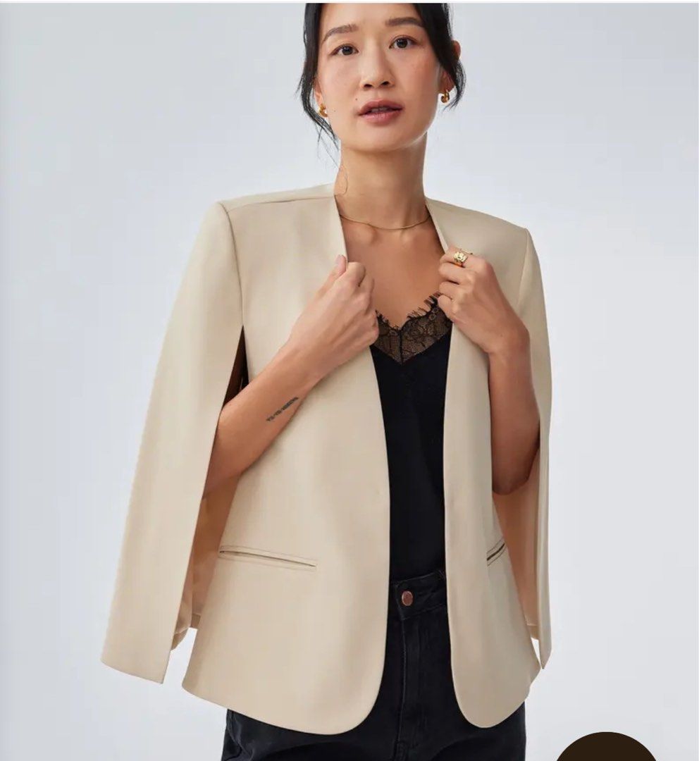 Love bonito Audrey Tailored Cape Blazer SAND size XS BNWT Women s Fashion Coats Jackets and Outerwear on Carousell