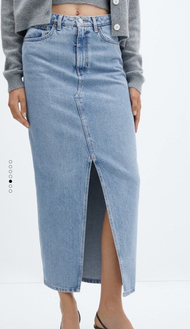 Mango Slit Denim Skirt (REPRICED) (Category: Skirts) located in Taguig. Submitted by ky_declutterss (Listing ID 1326157516, Image 1). Description: - worn twice only , they dont sell these online and in stores anymore - Store Price: 2,995 - RFS: Decluttering .