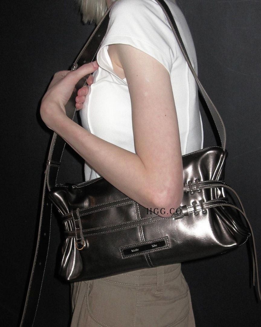 Matin Kim Double Belted Strap Mini Bag (black / ivory / dark brown