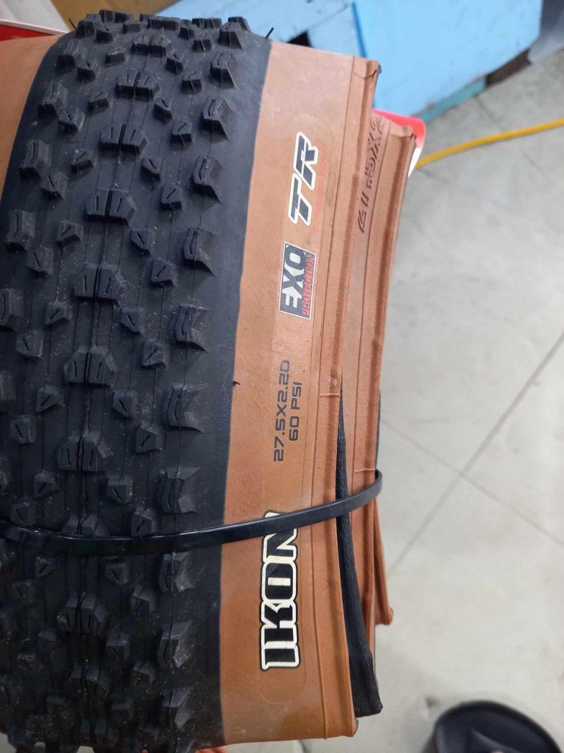 Maxxis folded tire (Category: Bicycles) located in Makati City. Submitted by pattyo424 (Listing ID 1326217334, Image 3). Description: LIMITED OFFER!! On sale ORIGINAL MAXXIS! 27.5x 2.20 IKON MAXXIS GUM WALL 27.5x 2.10 CROSSMARK MAXXIS BLACK Php 1200 per piece🚴.