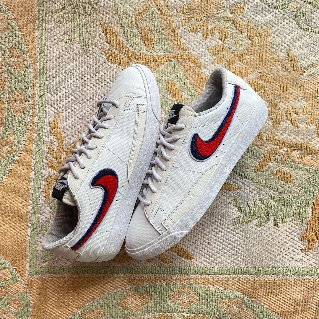NIKE BLAZER LOW 3D WHITE BLUE RED Men s Fashion Footwear Sneakers on Carousell