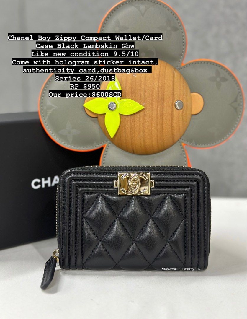 NO NEGO Chanel Boy Zippy Compact Wallet Quilted Black Lambskin Ghw Luxury Bags Wallets on Carousell