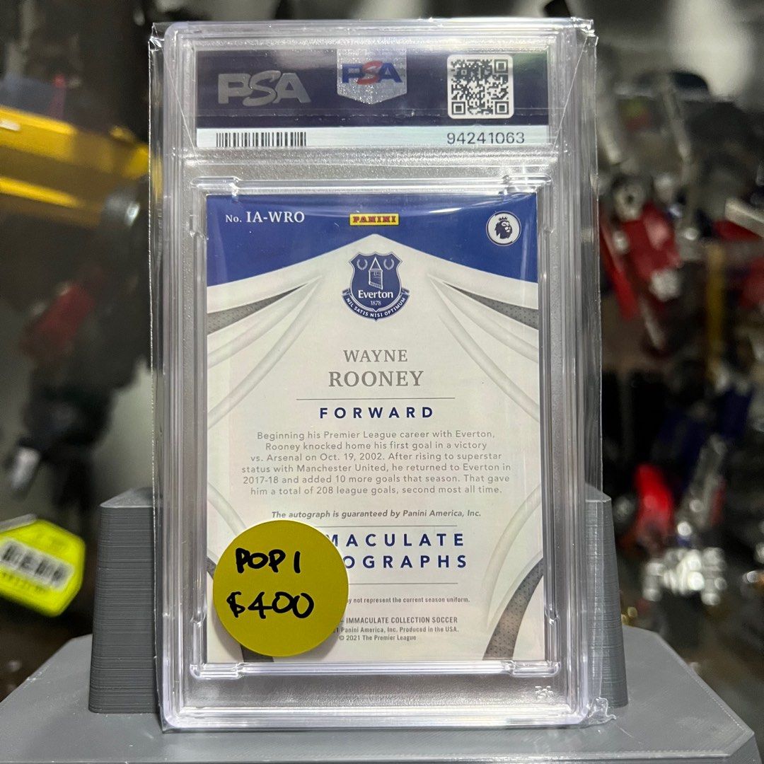 PSA 9 Wayne Rooney 6/8 Autograph Card 2021-22 Panini Prizm 