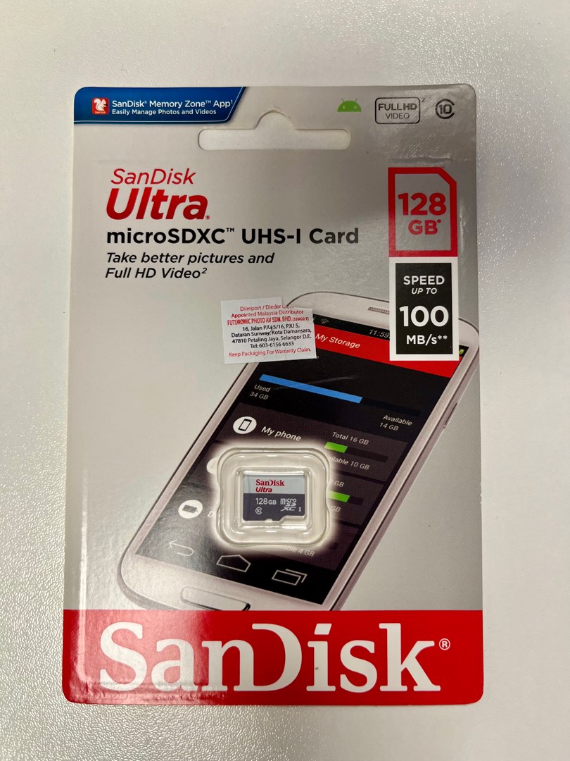 Sandisk ultra 128GB microsdxc UHS-I card, Computers & Tech, Parts ...