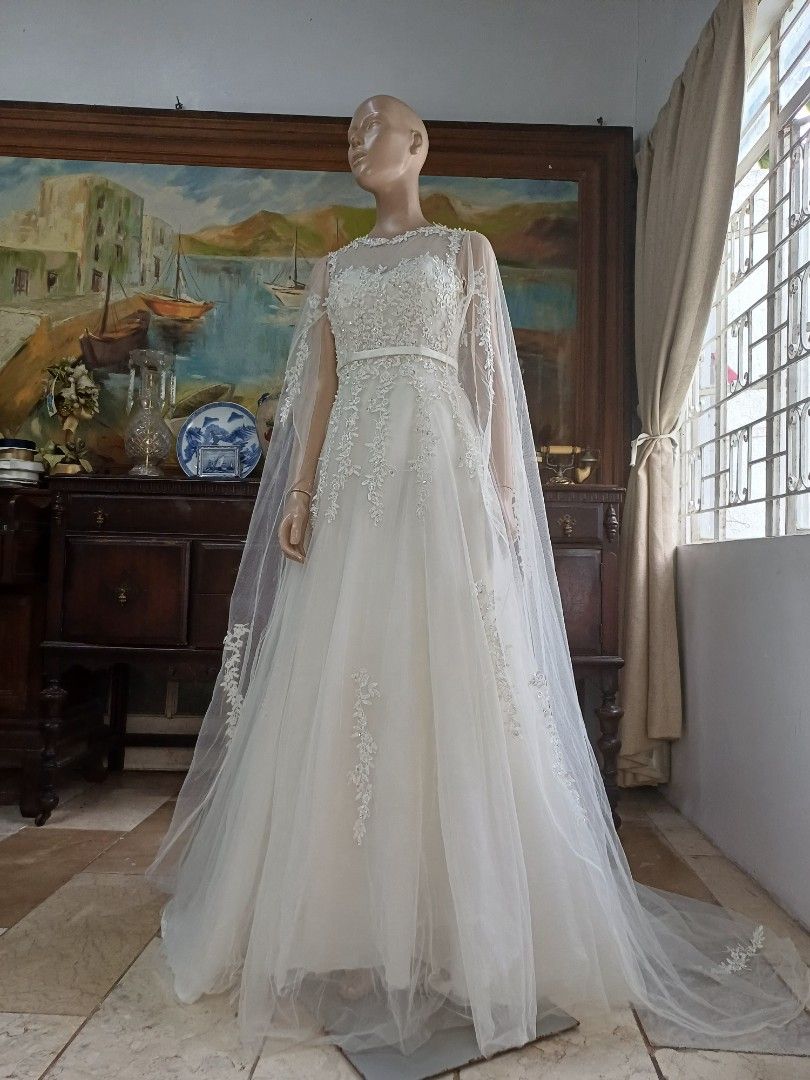 Cape gown for wedding hot sale