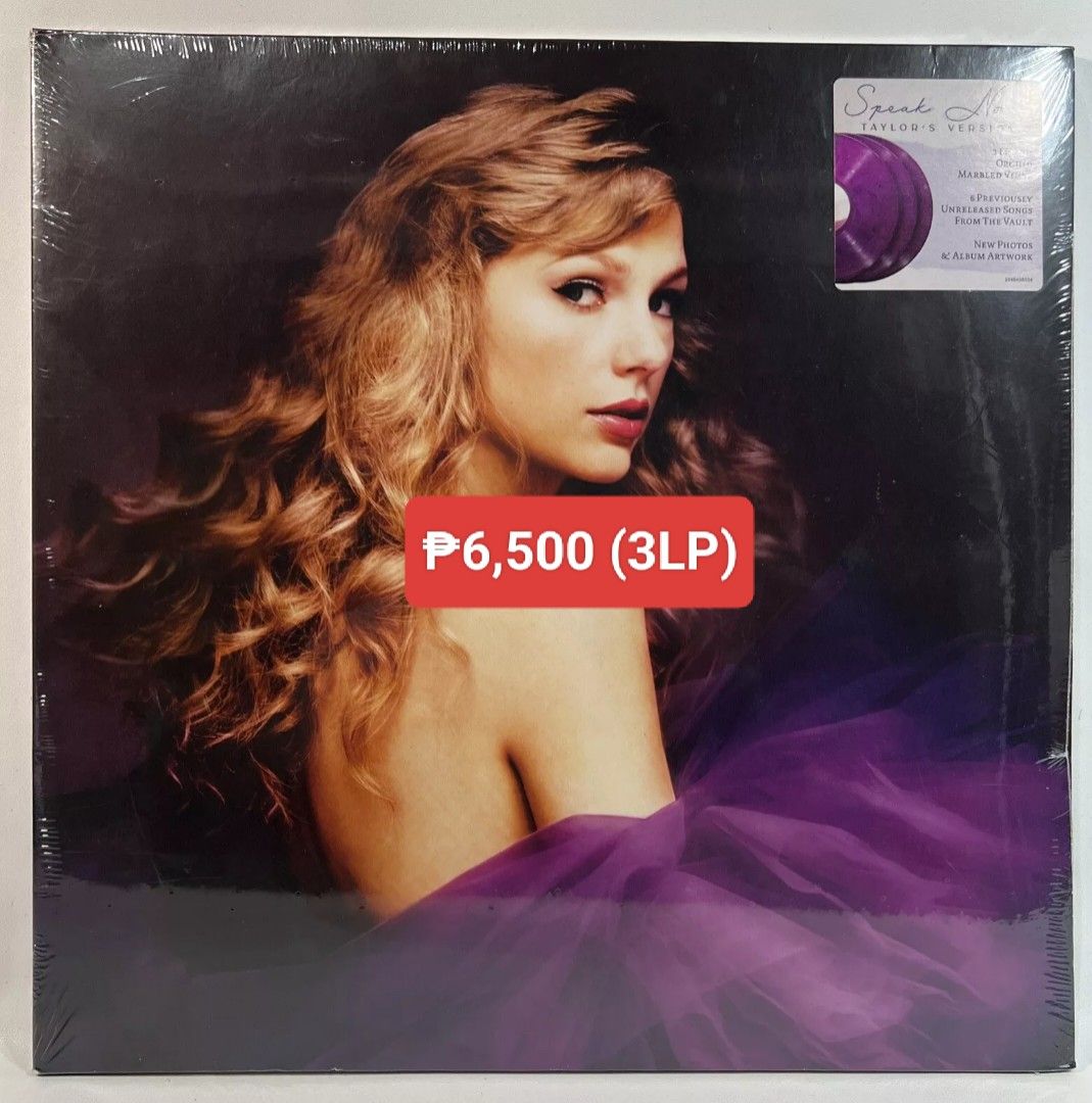 Taylor Swift – Speak Now (Taylor's Version)Violet Marbled Vinyl (Category: Vinyls) located in Manila. Submitted by jhenaloymerchandise (Listing ID 1326218754, Image 1). Description: Taylor Swift – Speak Now (Taylor's Version)3LP Violet Marbled Vinyl = ₱6,500 brand new sealed made in France.