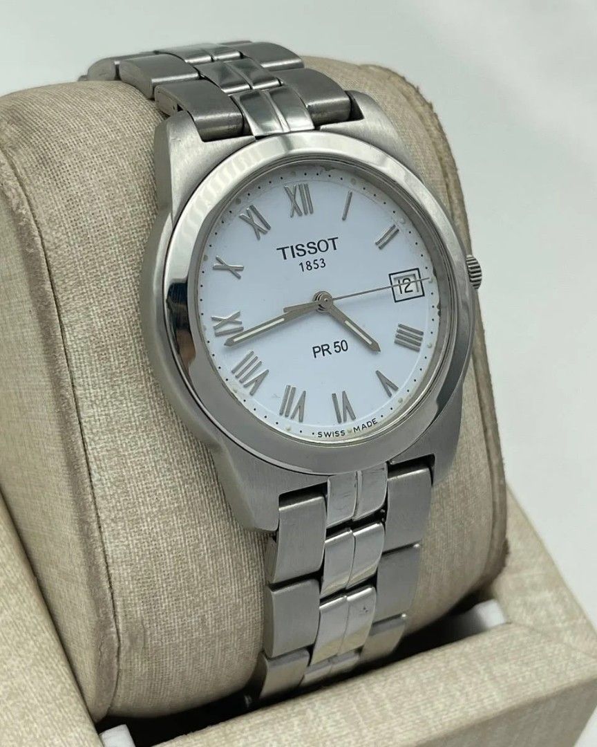 Tissot PR50 White Dial Steel (Category: Women's Watches) located in Manila. Submitted by _classicwatchcollection (Listing ID 1326222899, Image 2). Description: FS: Tissot PR50 White Dial Steel Php 15,000 Condition: 9/10 Movement: Quartz Case size: 36mm Unit Only. Pm or Contact 09063027061 for inquiries..