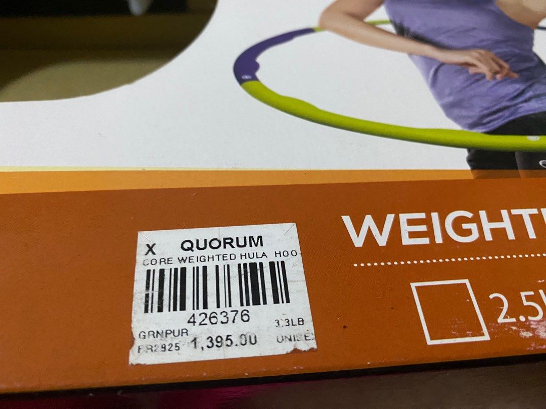 Weighted Hula Hoop (CORE) 3.3 lbs. (Category: Weights & Dumbbells) located in Mandaluyong City. Submitted by MindMunch (Listing ID 1326184905, Image 3). Description: Original price is Php 1,395. See pic. Signs of usage and storage. With box PM for more pics.