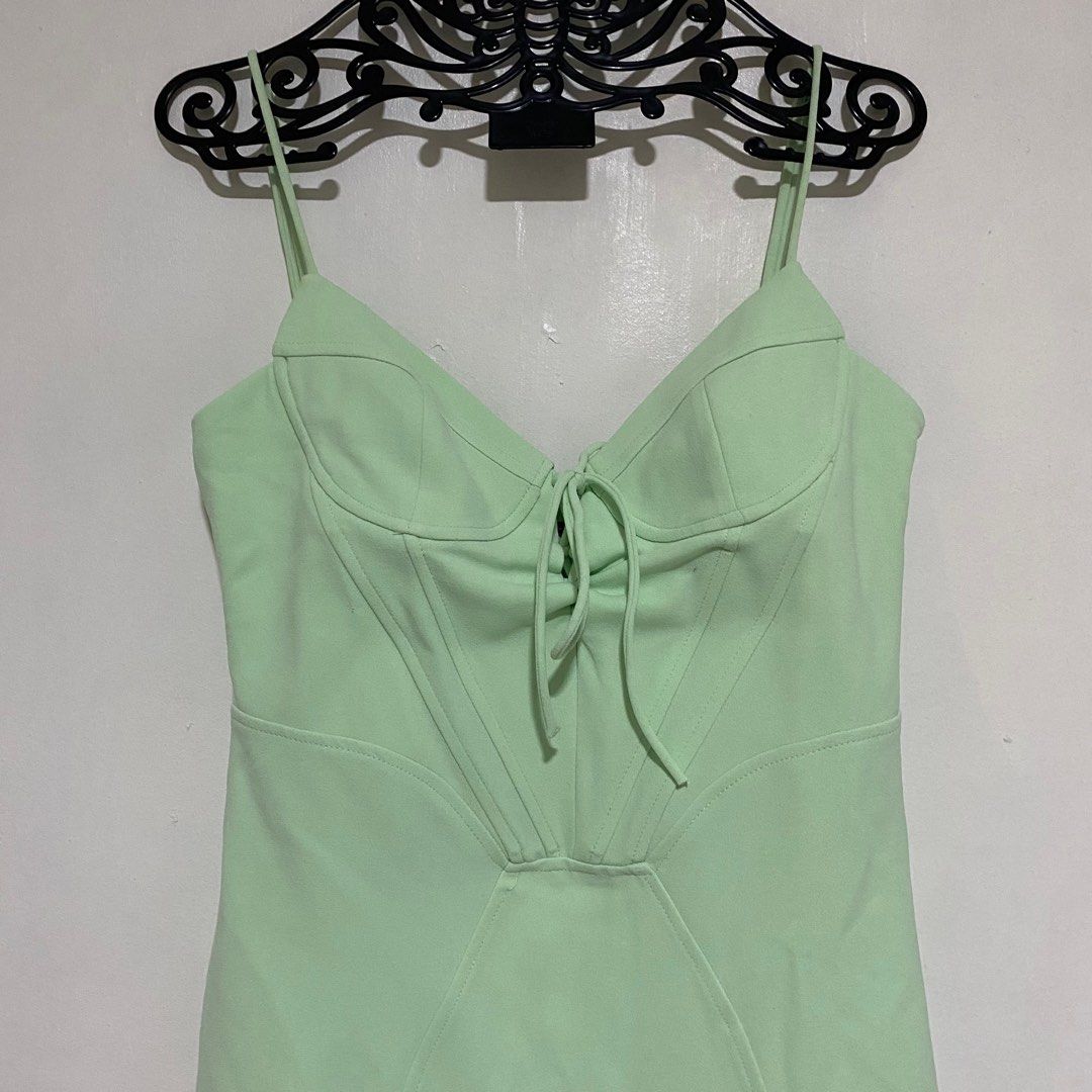 zara green corset dress Prosperina Faye Green Multi Plaid Tweed Halter Dress