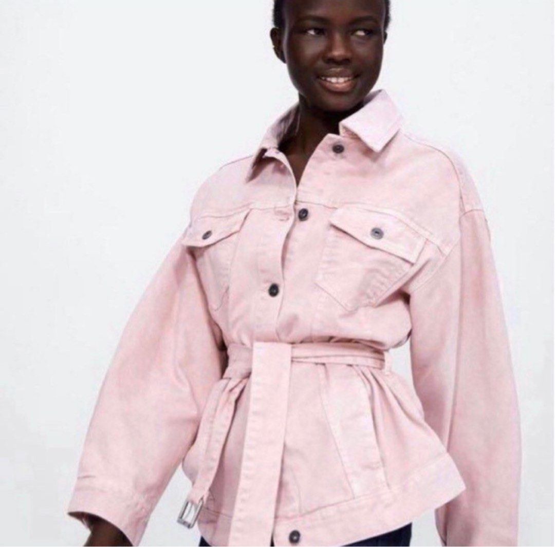 Zara Pink Denim Jacket Women s Fashion Coats Jackets and Outerwear on Carousell