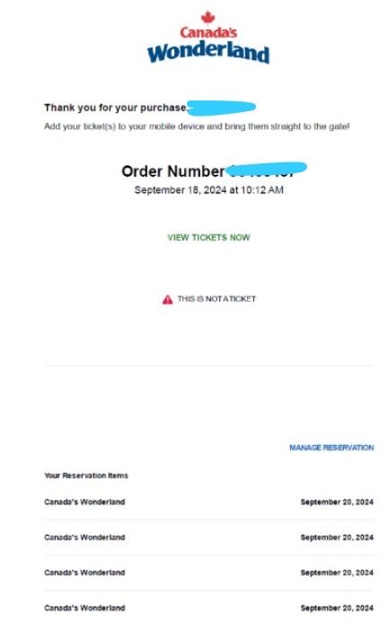 (~25% off) Canada's Wonderland Tickets with Fast Lane 20/21/22 Sep 2024 (3 Adults and 1 Junior/Senior) (Category: Attractions) located in Toronto. Submitted by s2320288555222 (Listing ID 1326354824, Image 1). Description: I bought tickets on the official website and selected a wrong date. The tickets dated on 20/9, but it seems can change to 21 and 22. Please feel free to contact if you are interested. E tickets will be sent by email once receive