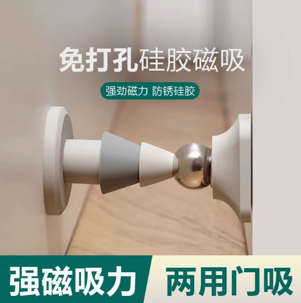 門阻器 創意門擋免打孔靜音門吸門檔門阻防風防撞門塞門碰阻門器強磁地吸, 傢俬＆家居, 保安及門鎖 , 門鎖、門、閘 - Carousell