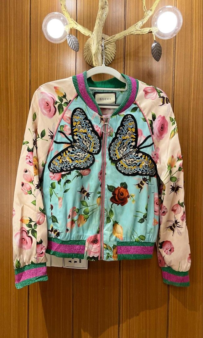 Gucci embroidered bomber jacket online