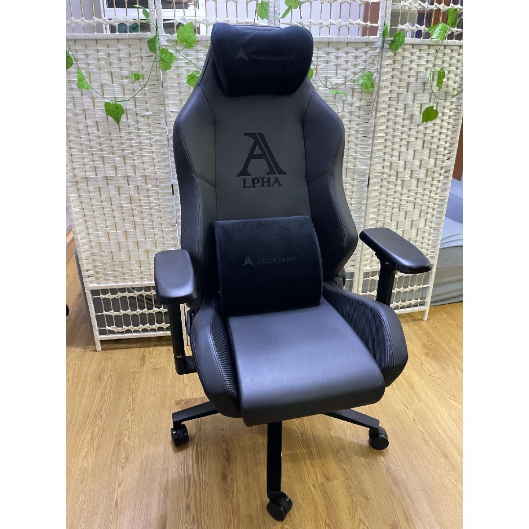 Automail 2022 PU Leather Black Gaming Chair, Furniture & Home Living,  Furniture, Chairs on Carousell