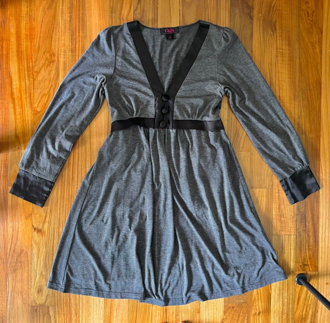 Carolina K. Morgan CKM Australian designer mango classy like sheike long sleeve puff sleeve satin buttons v neck dress Women s Fashion Dresses Sets Dresses on Carousell