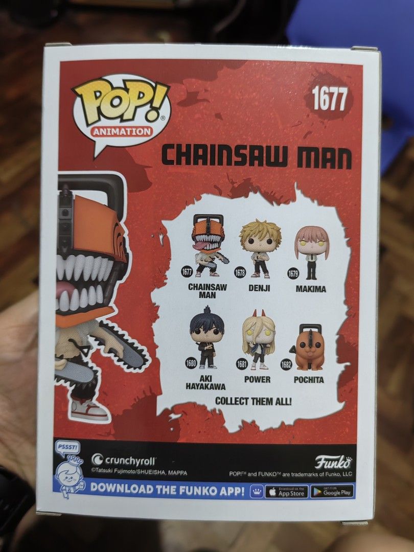 Chainsaw Man Funko Pop (Category: Designer & Blind Box Toys) located in Cainta. Submitted by DBdibs (Listing ID 1326491429, Image 3). Description: 👀 Reading is essential. Make reading a habit. Funko Pop! - Animation Chainsaw Man #1677 ⭐ Authentic ⭐ Never Out Of Box (NOOB) ⭐ Add 40 for new protector ⭐ Pop and box in excellent condition (See photos) 🏠 Item will be coming from Cainta, Rizal 💰 Mode of Payment: Gcash / BDO / Union Bank 🏍️ Same day