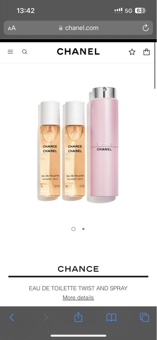 Chanel Chance eau de toilette twist and spray Beauty Personal Care Fragrance Deodorants on Carousell