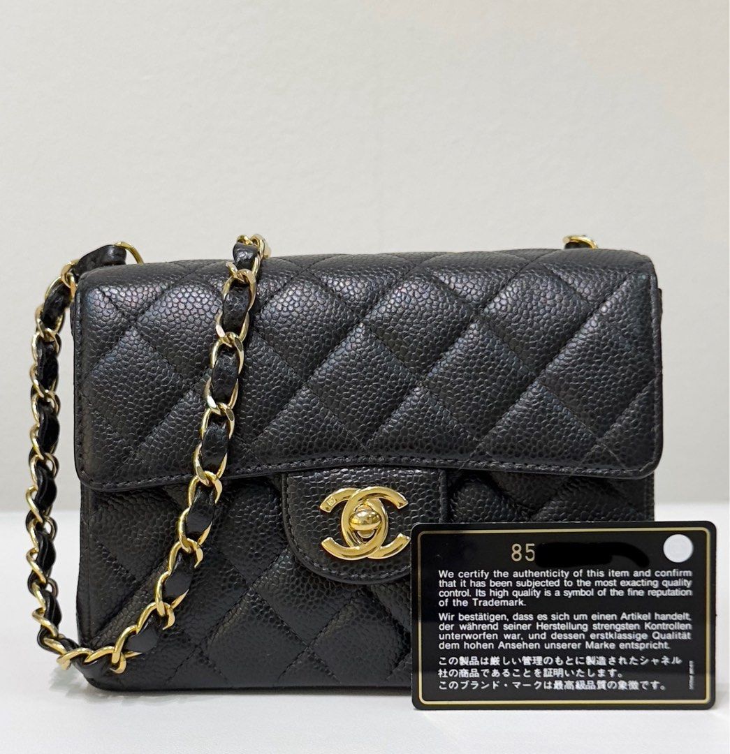 Chanel Mini Square Caviar Classic Flap Chain Shoulder Bag Black GHW inside corner lightly touched Luxury Bags Wallets on Carousell