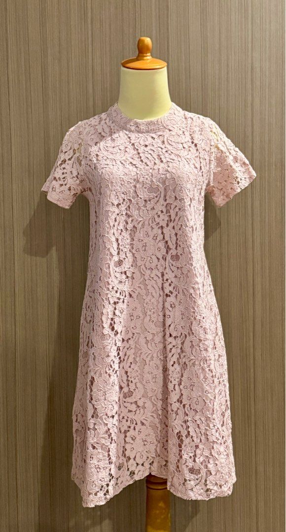 Dress Wanita Icons Dusty Pink Lace/Brokat Pesta/Kondangan, Fesyen Wanita,  Muslim Fashion, Gaun di Carousell