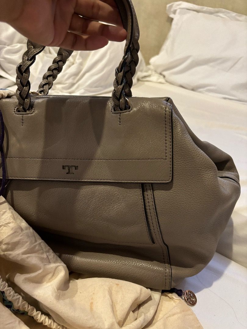 Tory Burch Half Moon Satchel Gray Luxury Bags Wallets on Carousell