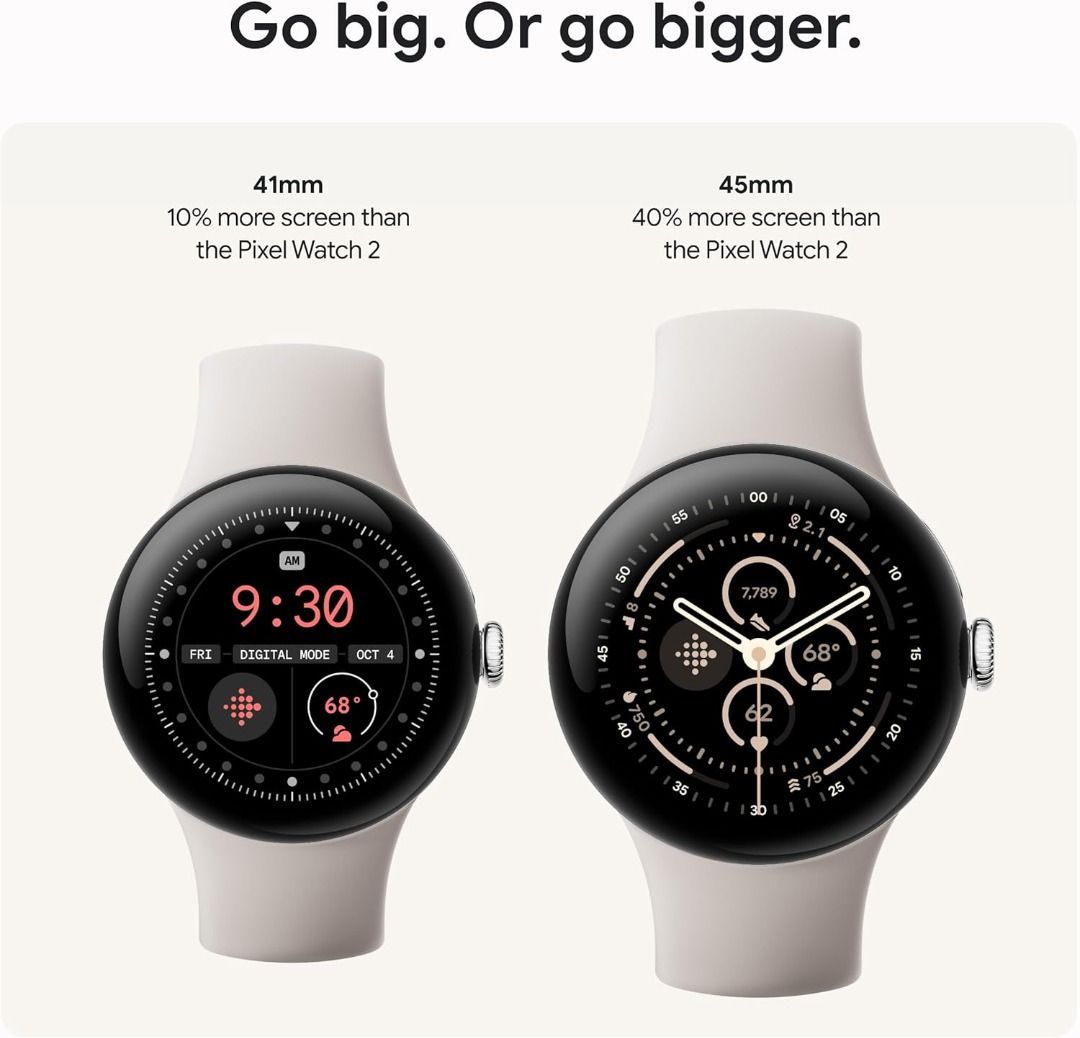 Google Pixel Watch 3 Bluetooth WiFi Smartwatch GPS 41mm NA 45mm 2 148 Personalized help for your health safety and productivity Up to 24 hours of battery 100 Brand new