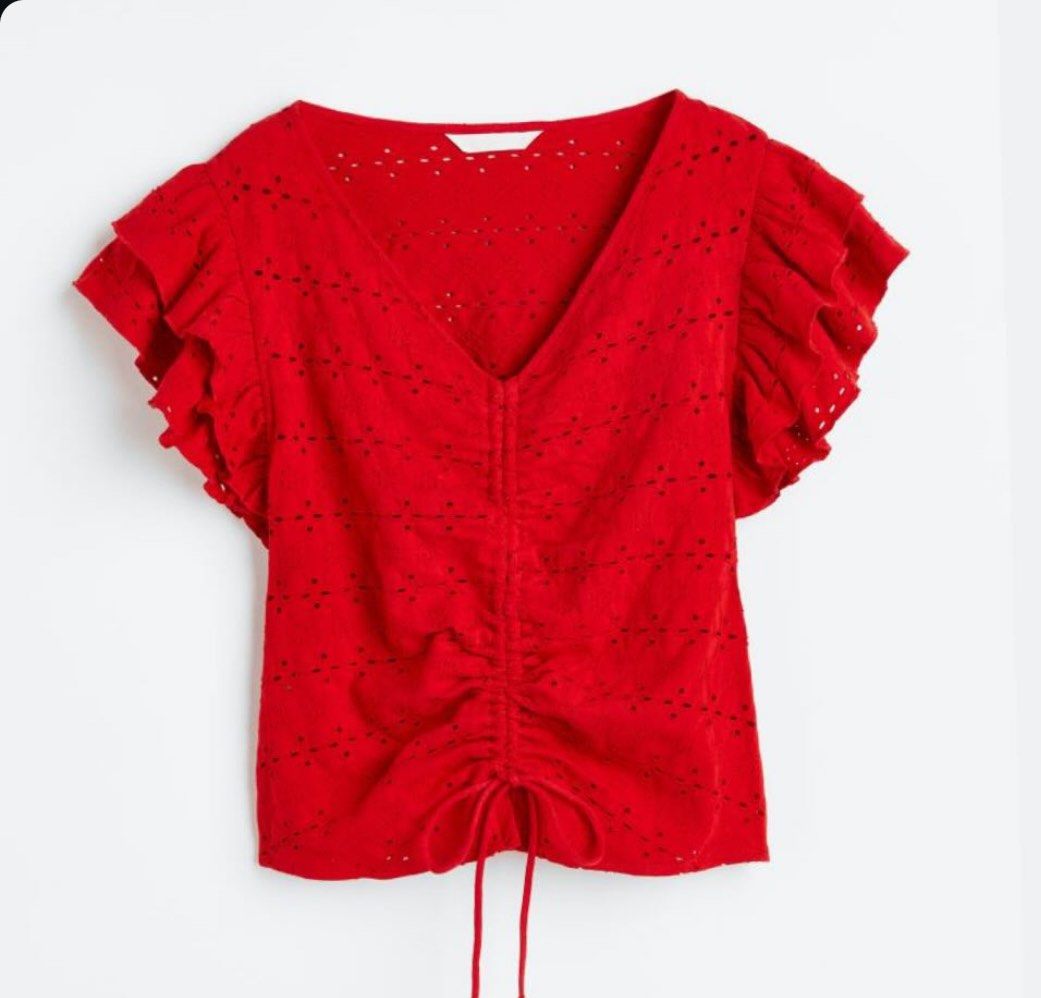 H&m ruffle sleeve top 2025