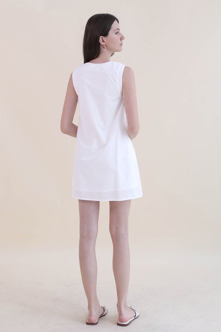 White pleated swing dress outlet