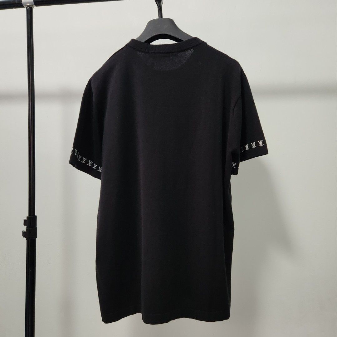 L V Signature Crewneck LV Monogram Jacquard Sleeve Wool