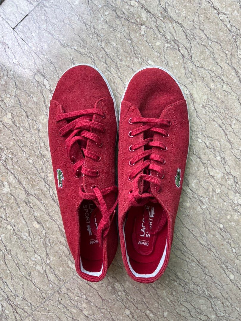 Lacoste red sneakers shoes